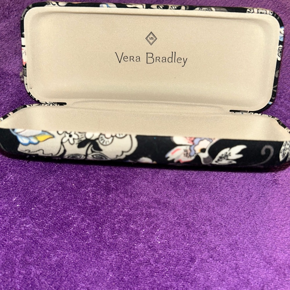 Vera Bradley Quilted Floral Eyeglass Case - Black, Cream, Yellow & Pink Accents